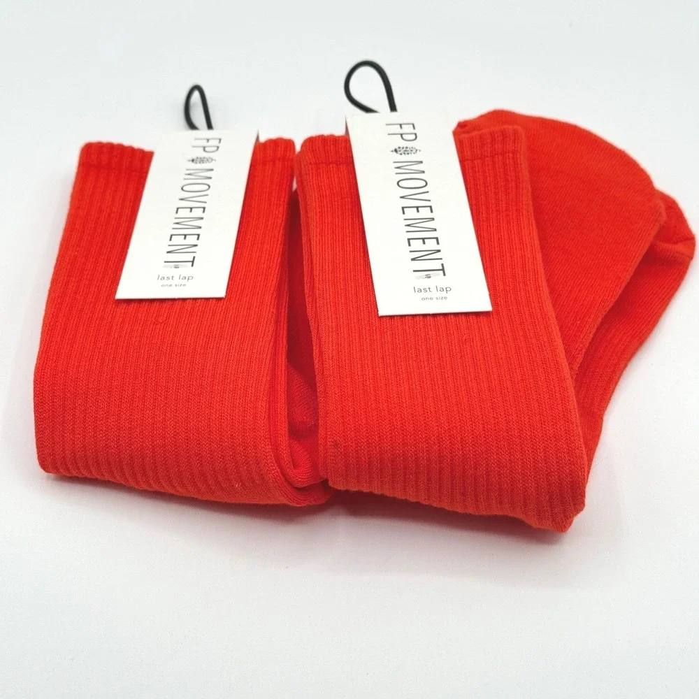 2 PAIRS - FP Movement‎ Last Lap Tube Socks Orange Lucky Honey NEW - Picture 5 of 5